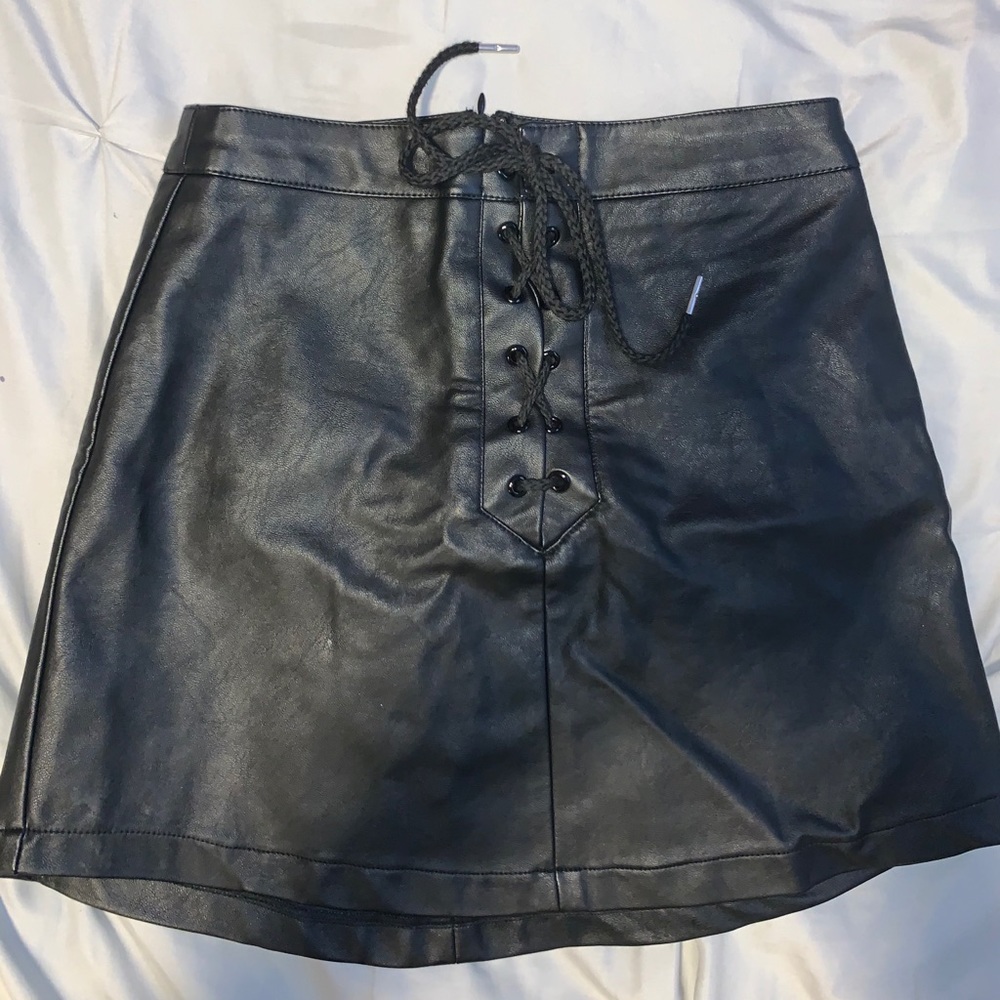 Leather black skirt